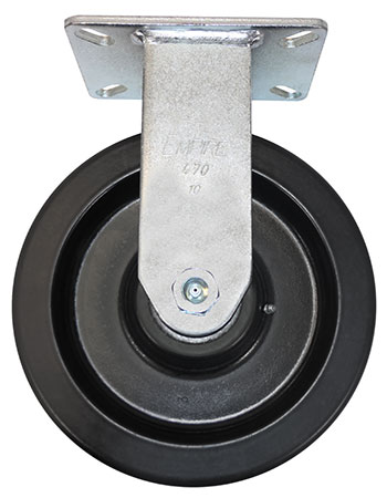 Side view of rigid caster with black wheel